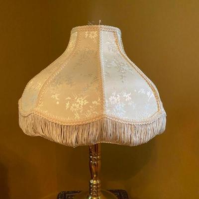 Brass Plaited Lamp with Cream Fringe Shade