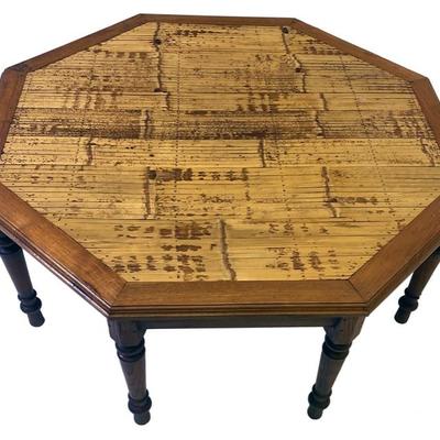 OCTANGLE BRITISH COLONIAL STYLE SPLIT BAMBOO TOP COFFEE TABLE $145