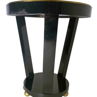 Continental Black Lacquered Table with Gold Accents $95