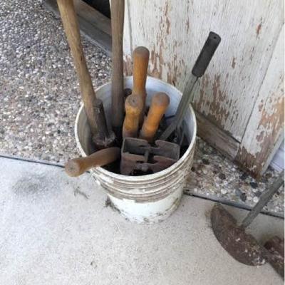 Bucket of Yard Tools Plus