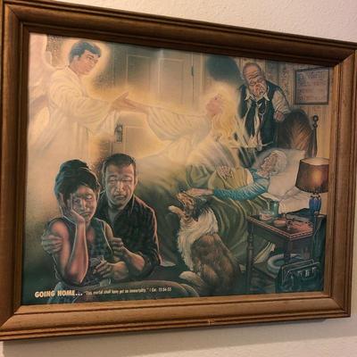 Old framed print about going to heaven