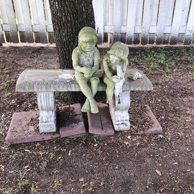 Cement garden bench. Boy and girl need TLC