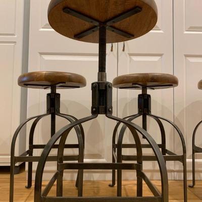 Pottery Barn Industrial Style Adjustable Height Stools, Set of Eight. Find the FULL LISTING, Prices and MAKE AN OFFER, on our website,...