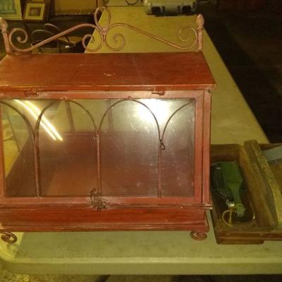 Red metal counter cabinet