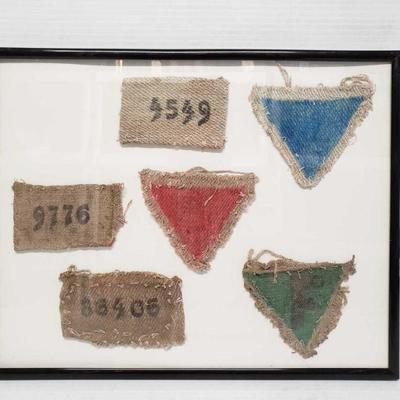 7503 WWII Concentration Camp Prisoner Patches in Frame