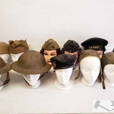 7070: Various Military Metal Helmets, Dress Caps and Aviator Caps