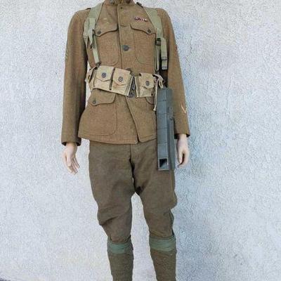 7017: U.S Army Military Uniform with Mannequin on Pedestal