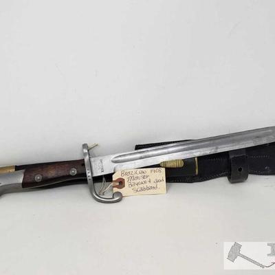 2261	

Brazilian Mauser 1908 Bayonet w/ Scabbard
Blade stamped Simson & Co. SUHL. RB, 3614. Measures approx 12
