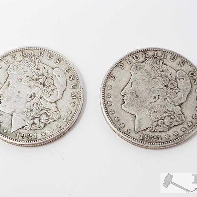 11101: 2 1921 Morgan Silver Dollars- San Francisco