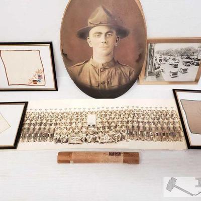7513: Soldier Portrait, Framed Handkerchiefs to Mother, Squadron Twelve Photo and More