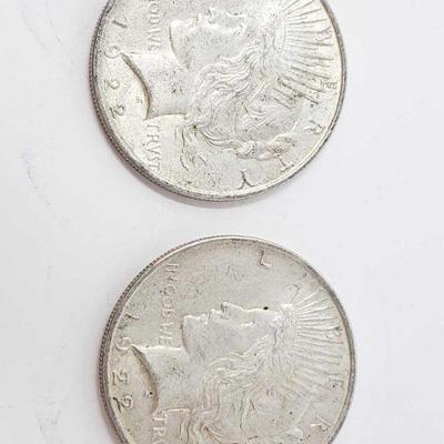 11118: 2 1922 Silver Peace Dollars- Philadelphia