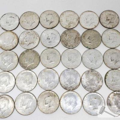 11205: 30 Kennedy Half Dollars- 40% Silver
