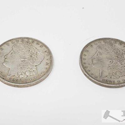 11100: 2 1921 Morgan Silver Dollars- Denver Mint