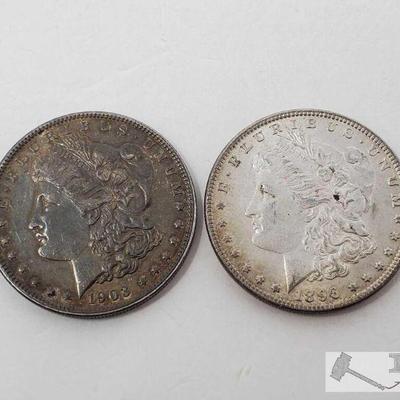 11187: 1896 and 1903 Morgan Silver Dollars - Philadelphia Mint

