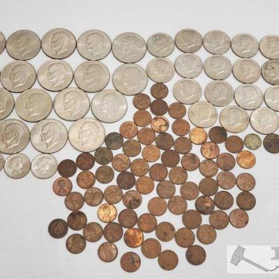 11328: 17 Eisenhower Dollar Coins, 21 Kennedy Half Dollars, 3 Susan B Anthony Coins and more