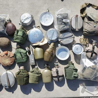 7080: Assorted Military Canteens and Dishware