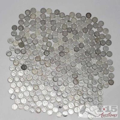 11285: Pre 1964 Silver Dimes, Weighs Approx 742.7g