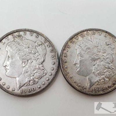 11185: 1884 and 1900 Morgan Silver Dollars - Philadelphia Mint