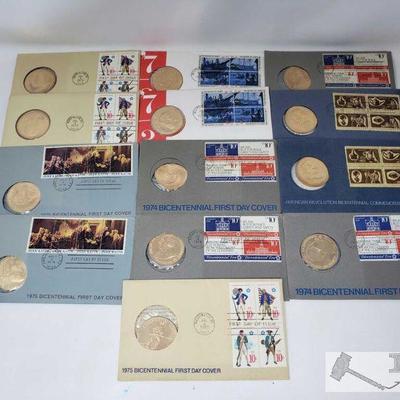 1133: 13 First Day Covers with Collector Coins and Stamps