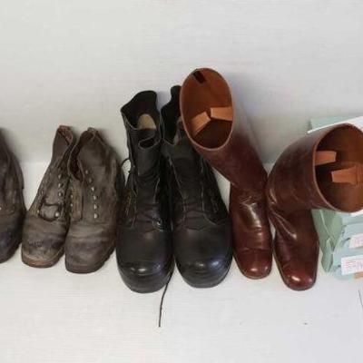 7053: 6 Pairs of Boots, Military Polo Socks