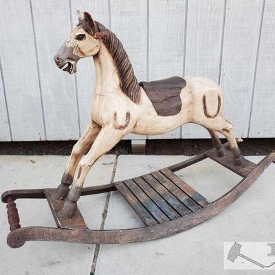 3705	

Vintage Wooden Rocking Horse
Measures approx. 48" x 16" x 31"