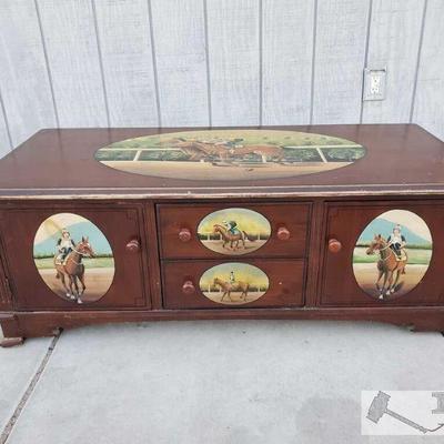3704	

Horse Jockey Decorative Wood Chest
Measures approx. 48" x 22" x 17"