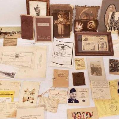 7605: Vintage Postcards, Photos, Newspaper Article and Other US Military Papers