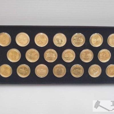 11325: 20 US State Quarters Layered in 24k Gold