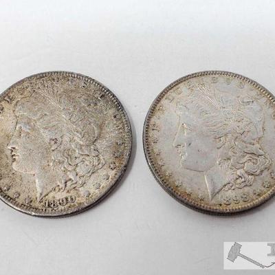 11190: 1890 and 1898 Morgan Silver Dollars - Philadelphia Mint