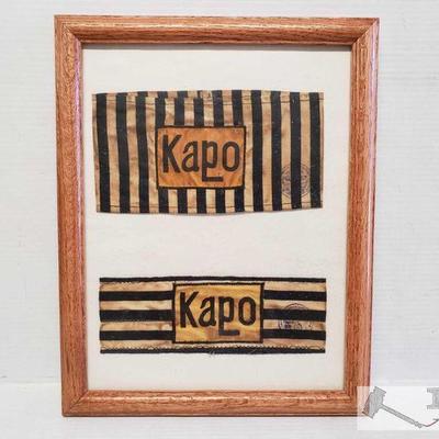 7501: Two Kapo Concentration Camp Armbands in Frame