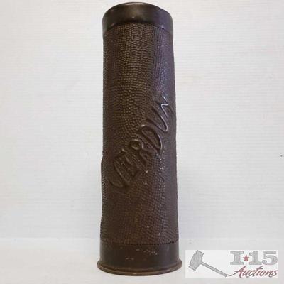 7041: WW1 Verdun Trench Art Shell Vase