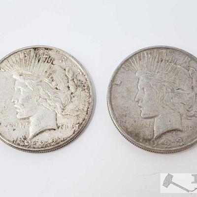 11113: 2 1922&1923 Silver Peace Dollars- San Francisco