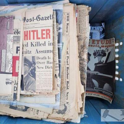 7800: 1 Tote of World War 2 Era Newspapers and Life Magazines
