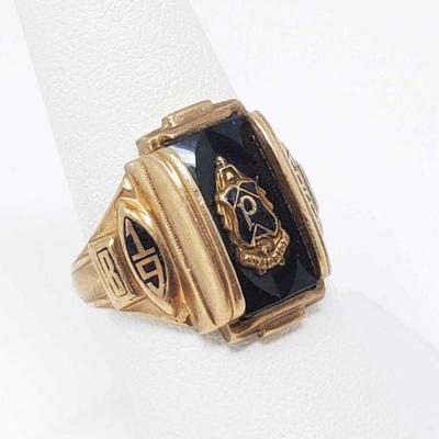 241 10k Black and Gold Josten Ring 8.8g Size 8 ring.Weighs approx 8.8g
