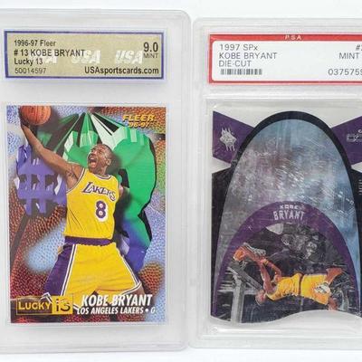 101	

1996-97 Fleer Kobe Bryant Lucky 13 Card, 97 SPx Kobe Bryant Card
1996-97 Fleer #13 Kobe Bryant 9.0 Mint sports card, 1997 SPx Kobe...