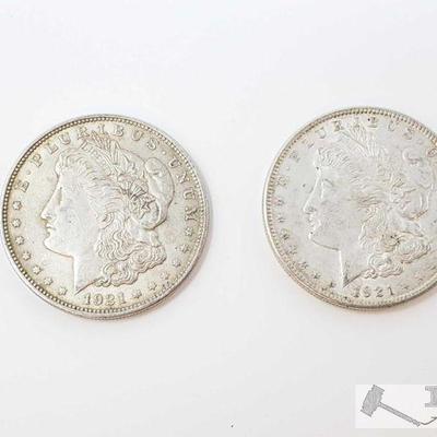 11105: 2 1921 Morgan Silver Dollars- Philadelphia