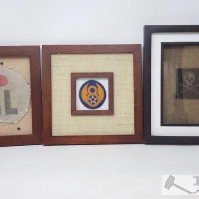 7811: Framed Vintage Military Patches