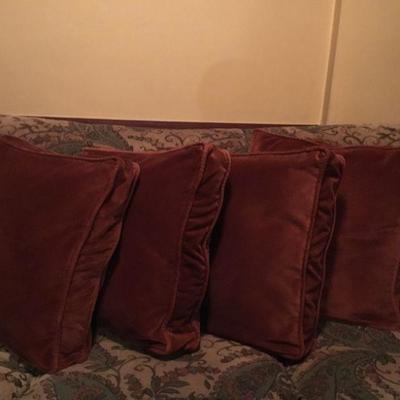 4 Large Burnt Orange Pillows. Sold separately.