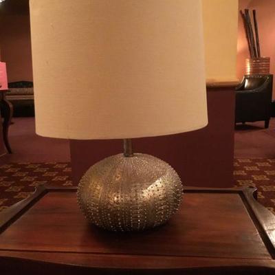 Silver Squash style lamp. 17-1/2 in tall.