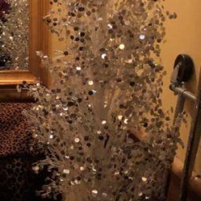Decorative White and Silver Faux Tree.