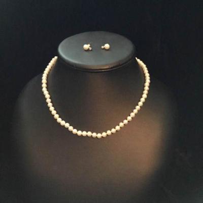 Cultured Pearl Necklace and Earrings