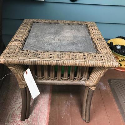 WeatherMaster synthetic Wicker and slate side table $99