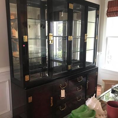 Lacquered and glass china cabinet  $1,500
72 X 20 X 84