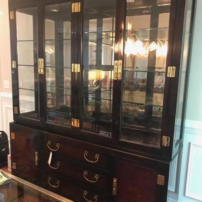 Lacquered and glass china cabinet  $1,500
72 X 20 X 84