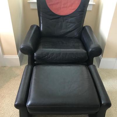Italian black leather recliner chair and ottoman $550
chair 36 X 27 X 35