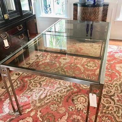 Chrome and tinted glass dining table $795
114