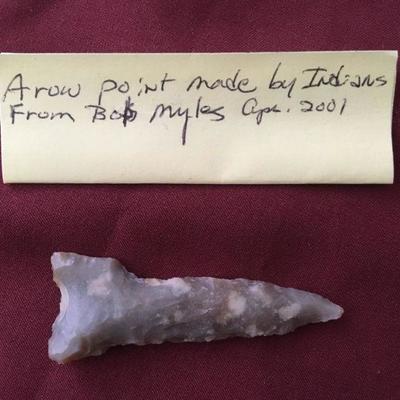 Marked as modern arrow point crafted by Native Americans