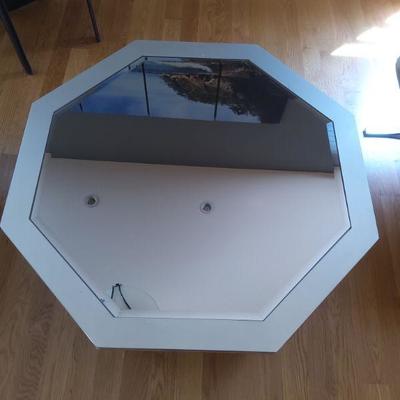 Octagon Shaped Glass Top Coffee Table