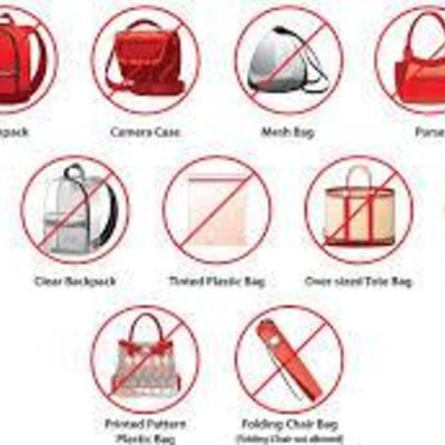 No Bags Allowed. We will have shopping bags for customers.