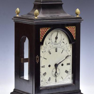 George III antique bracket clock, double fussee